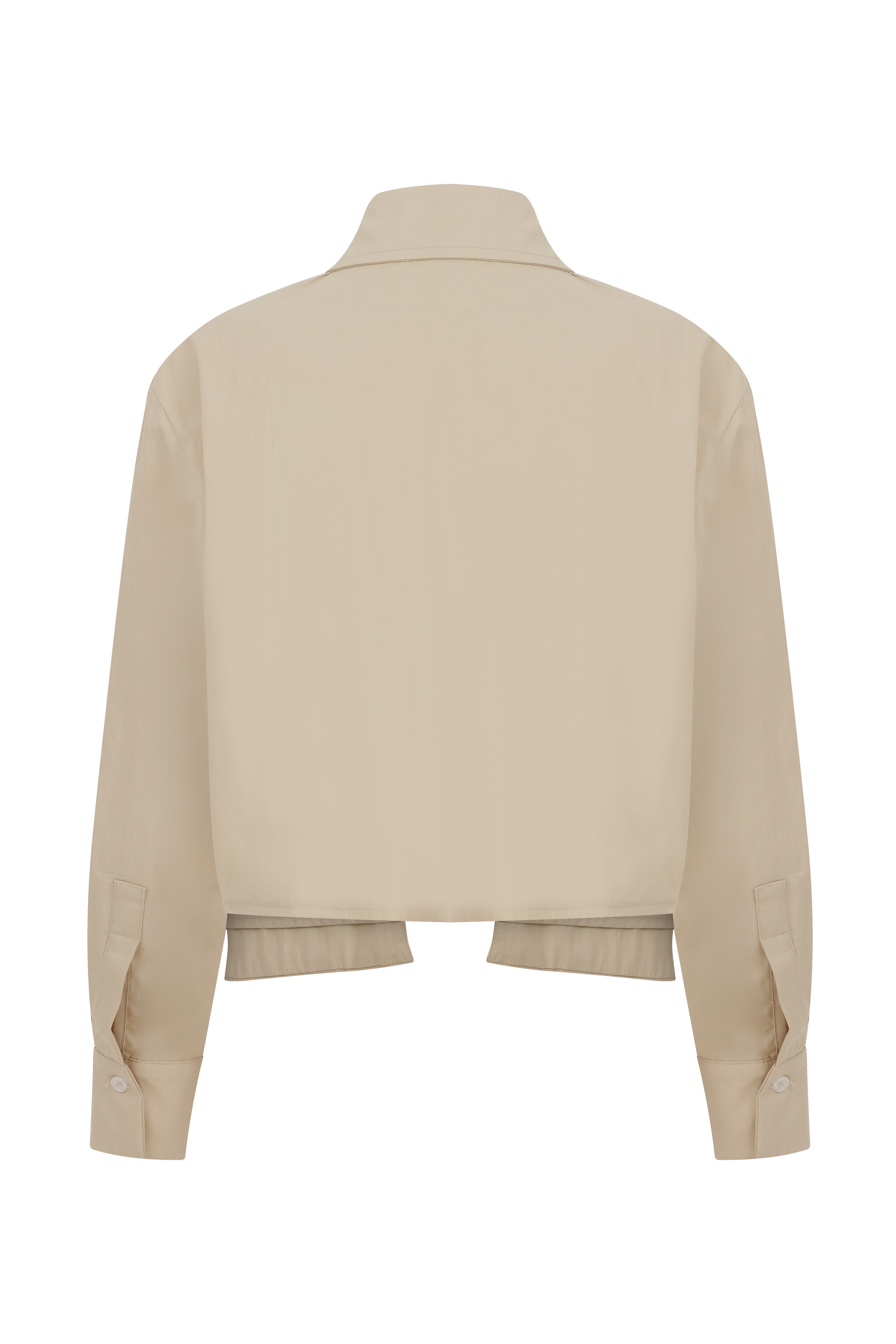 GABRIELLA Poplin Crop Beige Shirt